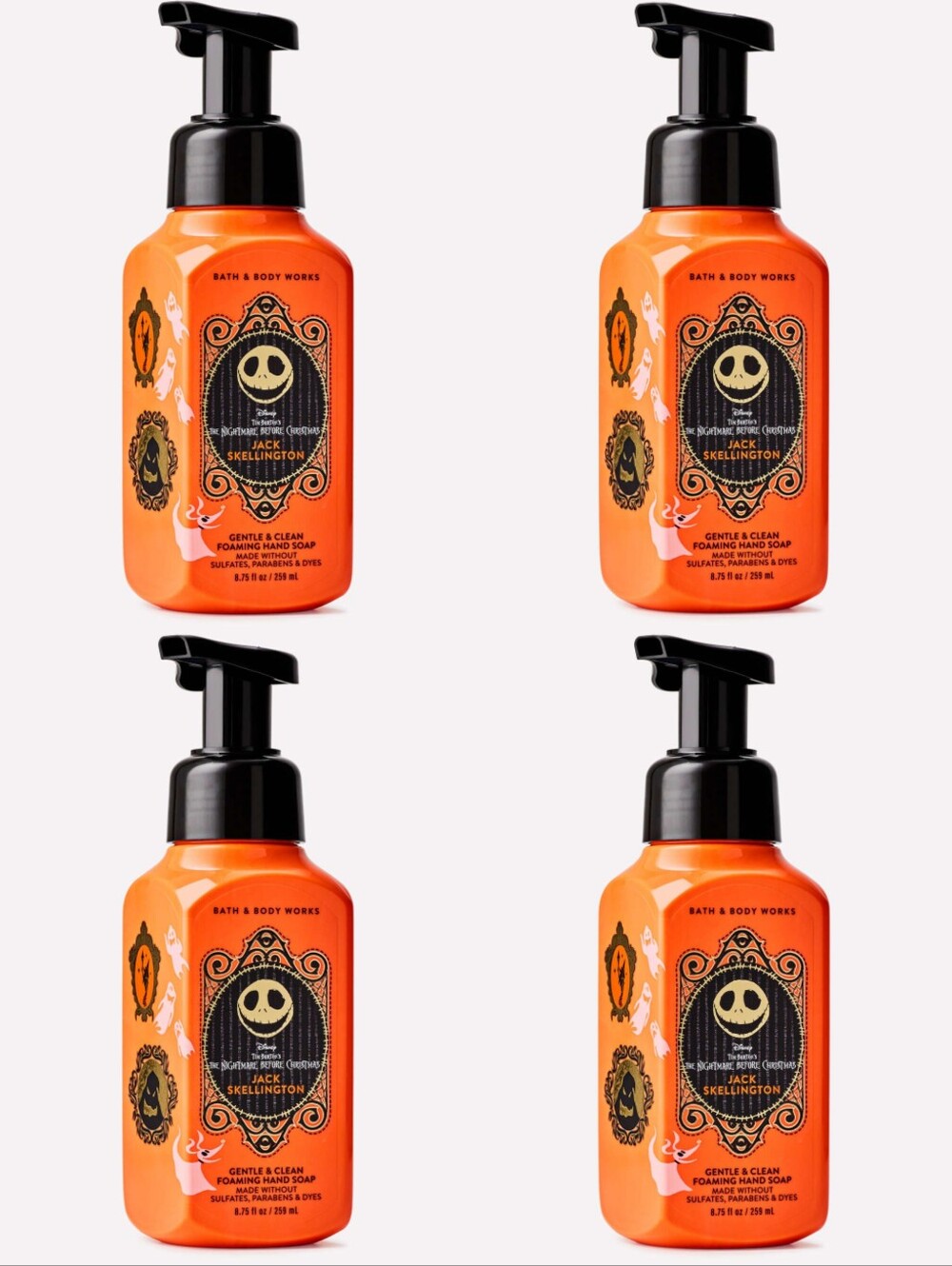 Bath & Body Works Jack Skellington Gentle Foaming Hand Soap Set of 4 NEW RARE